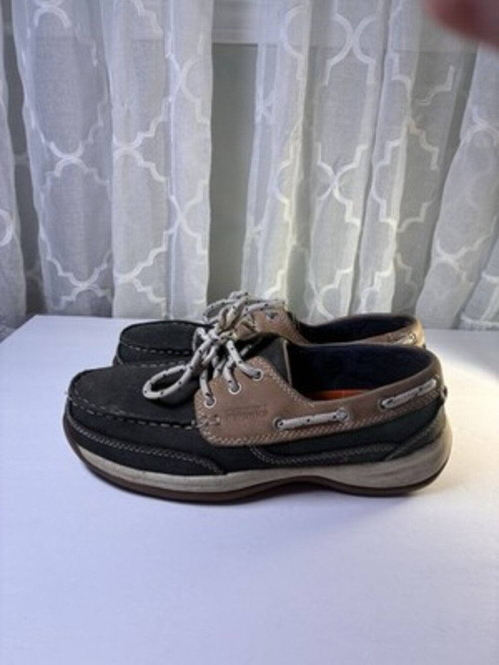 Rockport Works Women's Sailing Club boat shoes Size 7.5 in navy and tan